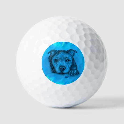 Blauer Staffy Welpe Golfball (Vorderseite)