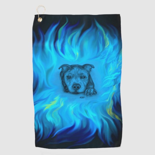 Blauer Staffy-Welpe Golfhandtuch (Vorderseite)