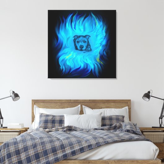 Blauer Staffy-Welpe Leinwanddruck (Insitu (Schlafzimmer))