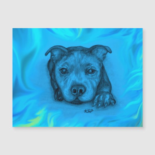Blauer Staffy-Welpe Magnetkarte (Vorderseite)