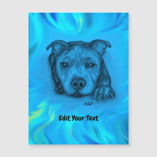 Blauer Staffy-Welpe Magnetkarte (Vorderseite)