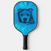 Blauer Staffy-Welpe Pickleball Schläger (Rückseite)