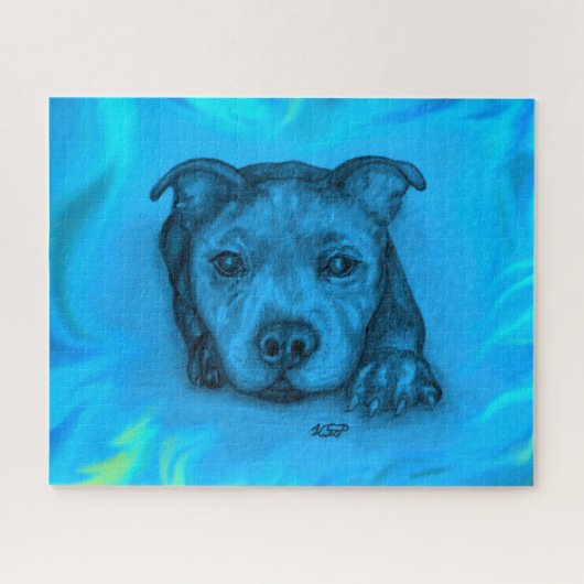 Blauer Staffy-Welpe Puzzle (Horizontal)