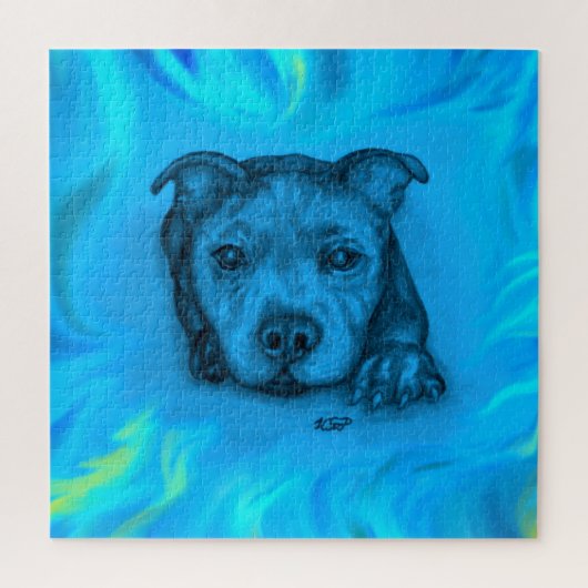 Blauer Staffy Welpe Puzzle (Vertikal)
