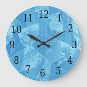 Blauer Stain Glas Rundklemme Große Wanduhr