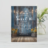 Blauer Stall Sonnenblume Süß 16 Einladung (Stehend Vorderseite)