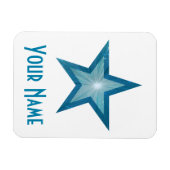 Blauer Star "Name" flexibler Magnet weiß (Horizontal)