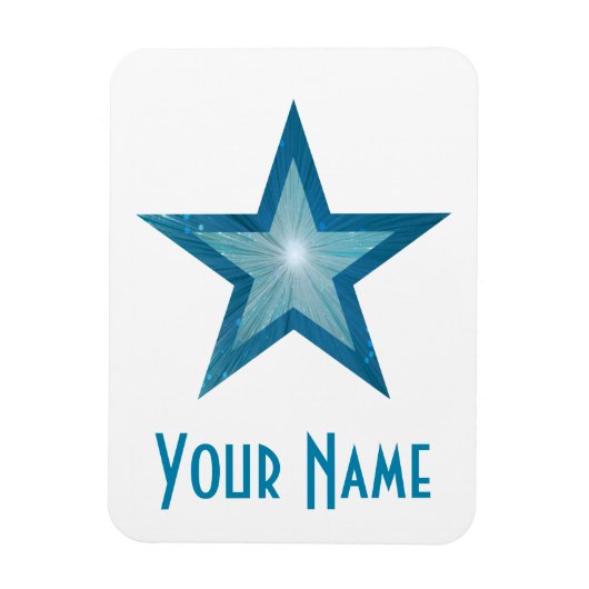 Blauer Star "Name" flexibler Magnet weiß (Vertikal)