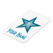 Blauer Star "Name" flexibler Magnet weiß (Linke Seite)