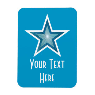Blauer Star 'Text' flexibler Magnet vertikal blau