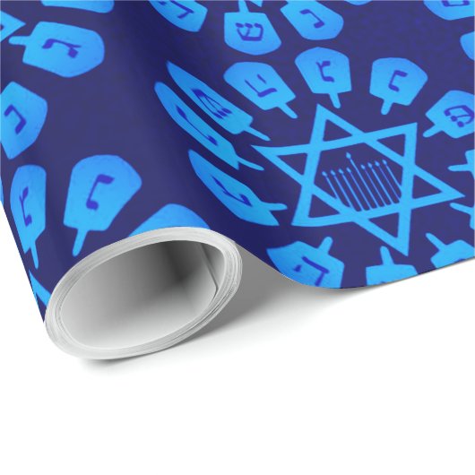 Blauer Star von David Hanukkah Geschenkpapier (Rolleneckpunkt)
