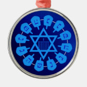 Blauer Star von David Hanukkah Ornament Aus Metall (Vorne)