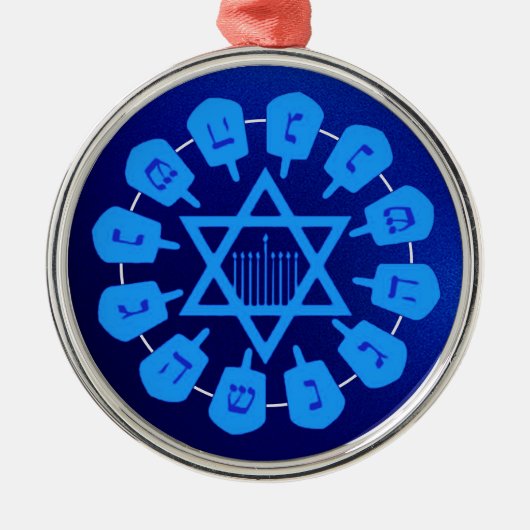 Blauer Star von David Hanukkah Ornament Aus Metall (Vorne)