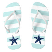 Blauer Starfish auf Minzstreifen Badesandalen (Fußbett)