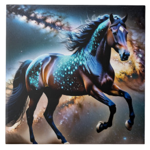 Blauer Stars Galaxy Pferd Fliese