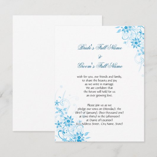 Blauer Stern-Blume Einladung (Vorne/Hinten)