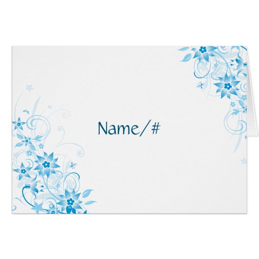 Blauer Stern-Blumen-Tabellen-Karte (Vorderseite (Horizontal))