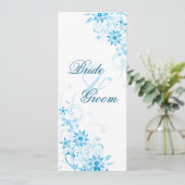 Blauer Stern-Blumen-Zeitplan Einladung (Stehend Vorderseite)