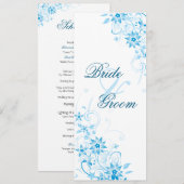 Blauer Stern-Blumen-Zeitplan Einladung (Vorne/Hinten)