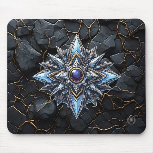 Blauer Stern Kern Gaming Emblem Mousepad (Vorne)