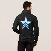 Blauer Stern Kommandant Kapuzenpullover Hoodie (Schwarz voll)