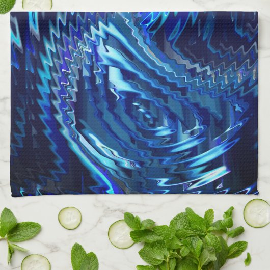 Blauer Stern mit Zickzackstrichen Geschirrtuch (Gefaltet)