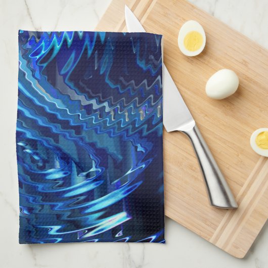 Blauer Stern mit Zickzackstrichen Geschirrtuch (Viertel Falte)