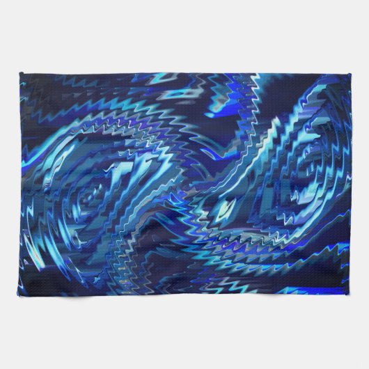 Blauer Stern mit Zickzackstrichen Geschirrtuch (Horizontal)