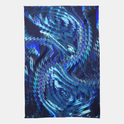 Blauer Stern mit Zickzackstrichen Geschirrtuch (Vertikal)