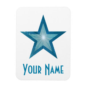 Blauer Stern 'Name' flexibler Magnet weiß