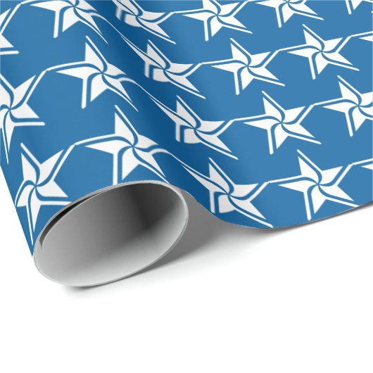 Blauer Stern-Packpapier Geschenkpapier (Rolleneckpunkt)