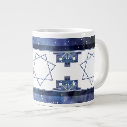 Blauer Stern Septagram Jumbo-Tasse (Vorderseite Rechts)