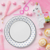 Blauer Stern von David Silver Ring Trim Pappteller (Party)