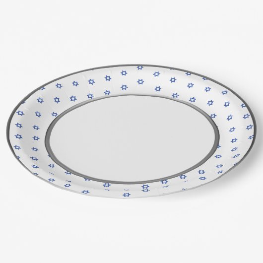 Blauer Stern von David Silver Ring Trim Pappteller (Schrägansicht)