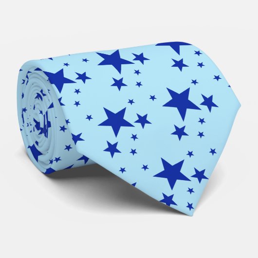 Blauer Sterne-Muster Krawatte (Gerollt)