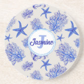 Blauer Sternenkorallenname Getränkeuntersetzer (Vorne)
