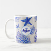 Blauer Sternenkorallenname Kaffeetasse (Links)
