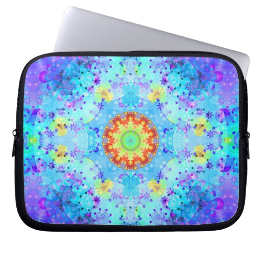 Blauer SternHippy Mandala gemustert Laptopschutzhülle (Vorderseite)