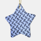 Blauer Sternschmuck mit Muster Keramikornament (Links)