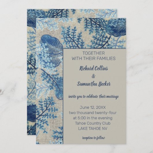 Blauer Stich Einladung (Vorne/Hinten)
