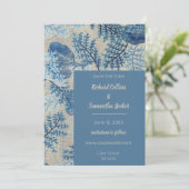 Blauer Stielblütenhochzeitungen speichern das Datu Save The Date (Stehend Vorderseite)