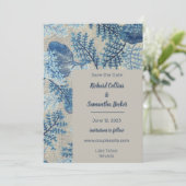 Blauer Stielblütenhochzeitungen speichern das Datu Save The Date (Stehend Vorderseite)