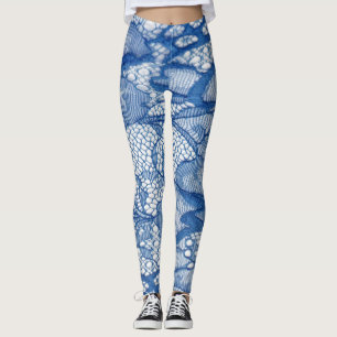 Blauer Stoff, afrikanisches Tulledesign. Leggings