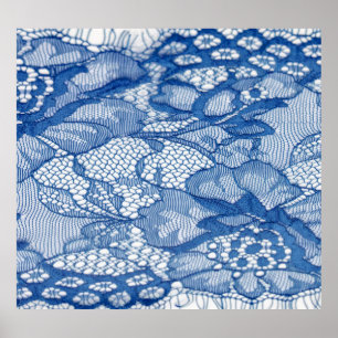 Blauer Stoff, afrikanisches Tulledesign. Poster