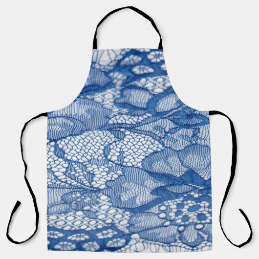 Blauer Stoff, afrikanisches Tulledesign. Schürze (Vorderseite)