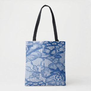 Blauer Stoff, afrikanisches Tulledesign. Tasche