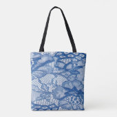 Blauer Stoff, afrikanisches Tulledesign. Tasche (Rückseite)