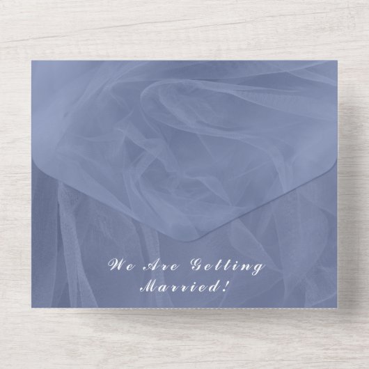 Blauer Stoff texturiert druckunabhängig All In One Einladung (Rückseite)