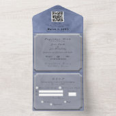 Blauer Stoff texturiert druckunabhängig All In One Einladung (Innen Boden)