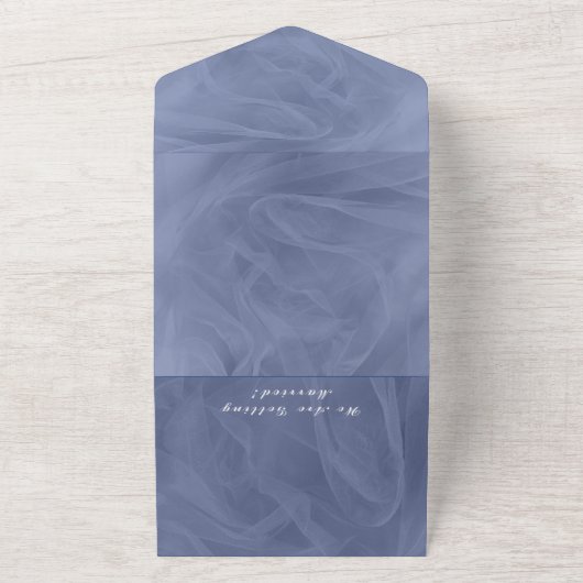 Blauer Stoff texturiert druckunabhängig All In One Einladung (Außenbereich)